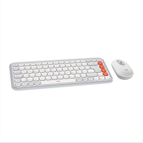 Logitech POP ICON Keys kabellose Bluetooth-Tastatur, Komfortables Tippen, POP Mouse, kompakte, Mobile kabellose Bluetooth-Maus programmierbaren Tasten und leisen Klicks, DEU QWERTZ - Weiß von Logitech