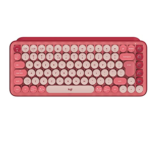 Logitech POP Keys Mechanische kabellose Tastatur mit anpassbaren Emoji-Tasten, Englishes QWERTY-Layout - Pink von Logitech