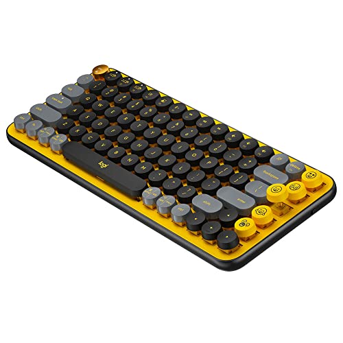 Logitech POP Keys Mechanische kabellose Tastatur mit anpassbaren Emoji-Tasten, Französisches AZERTY-Layout - Gelb/Schwarz von Logitech