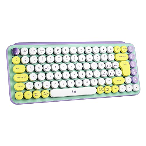 Logitech POP Keys Mechanische kabellose Tastatur mit anpassbaren Emoji-Tasten, Italienisches QWERTY-Layout - Grün/Lila von Logitech