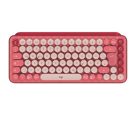 Logitech POP Keys Mechanische kabellose Tastatur mit anpassbaren Emoji-Tasten, Kompaktes Design, Bluetooth- oder USB-Verbindung, Multi-Device, OS-kompatibel, Deutsches QWERTZ-Layout - Pink von Logitech