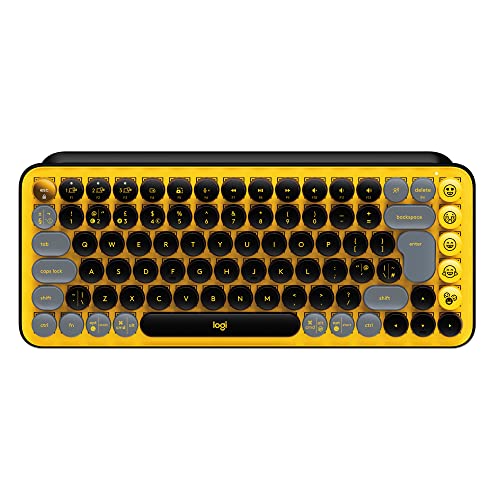 Logitech POP Keys Mechanische kabellose Tastatur mit anpassbaren Emoji-Tasten, Spanisches QWERTY-Layout - Gelb/Schwarz von Logitech