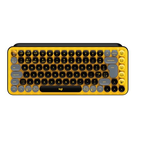 Logitech POP Keys Mechanische kabellose Tastatur mit anpassbaren Emoji-Tasten, US QWERTY-Layout - Gelb/Schwarz von Logitech