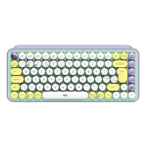 Logitech POP Keys Mechanische kabellose Tastatur mit anpassbaren Emoji-Tasten, US QWERTY-Layout - Grün/Lila von Logitech