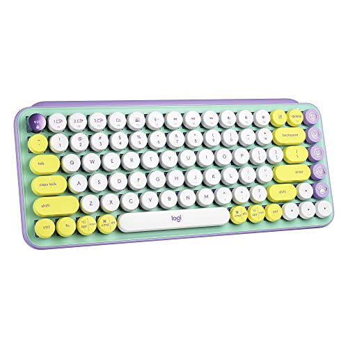 Logitech POP Keys Mechanische kabellose Tastatur mit anpassbaren Emoji-Tasten, US QWERTY-Layout - Grün/Lila von Logitech