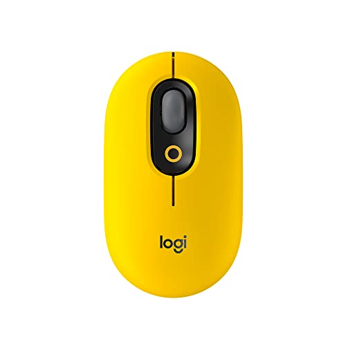 Logitech POP Mouse, Kabellose Maus mit anpassbaren Emojis, SilentTouch-Technologie, Präzises/schnelles Scrollen, Kompakt, Bluetooth, Multi-Device, OS-kompatibel - Gelb/ Schwarz von Logitech