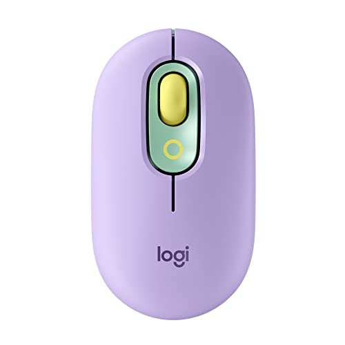 Logitech POP Mouse, Kabellose Maus mit anpassbaren Emojis, SilentTouch-Technologie, Präzises/schnelles Scrollen, Kompakt, Bluetooth, Multi-Device, OS-kompatibel - Grün/Lila von Logitech