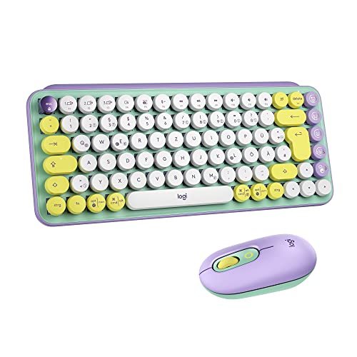 Logitech POP Wireless Mouse and Keyboard Combo mit anpassbaren Emojis, SilentTouch, Präzises/schnelles Scrollen, Kompakt, Bluetooth, USB, Multi-Device, OS-kompatibel, DE QWERTZ - Daydream von Logitech