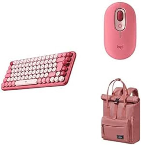 Logitech POP Wireless Mouse and Keyboard Combo mit anpassbaren Emojis in Pink + American Tourister Unisex Urban Groove in Lila von Logitech