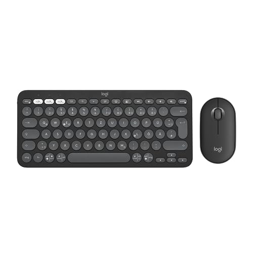 Logitech Pebble 2 Combo, kabellose Tastatur und Maus, leise und mobil, anpassbar, Logi Bolt, Bluetooth, Easy-Switch für Windows, macOS, iPadOS, Chrome, Deutsches QWERTZ-Layout, Grafit von Logitech