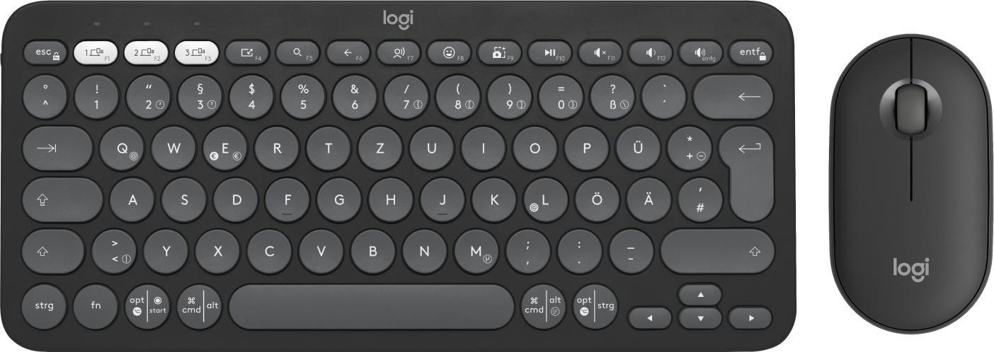 Logitech Pebble 2 Combo Tastatur Maus enthalten RF Wireless + Bluetooth QWERTZ Deutsch Graphit (920-012203) von Logitech