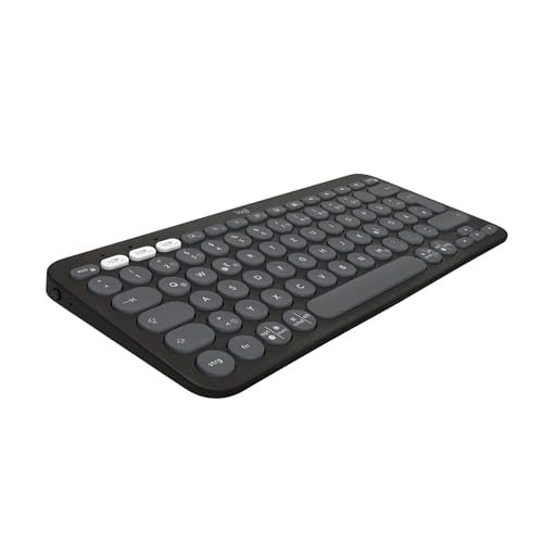 Logitech Pebble Keys 2 K380s, kabellose Multi-Device Bluetooth-Tastatur mit anpassbaren Sondertasten, schlank, mobil, Easy-Switch - Windows, macOS, iPadOS, Android, ChromeOS, Deutsches QWERTZ,Graphit von Logitech