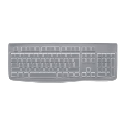 Logitech Protective Cover for K120 Keyboard and MK120 Desktop, Schutzhülle im strapazierfähiges Silikon, flüssigkeitsdicht, ultradünn, durchsichtig - Weiß von Logitech