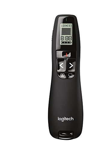 Logitech R700 Presenter, Kabellose 2.4 GHz Verbindung via USB-Empfänger, 30m Reichweite, Roter Laserpointer, LCD-Display mit Timer und Batterieanzeige, 6 Tasten, PC - Schwarz von Logitech