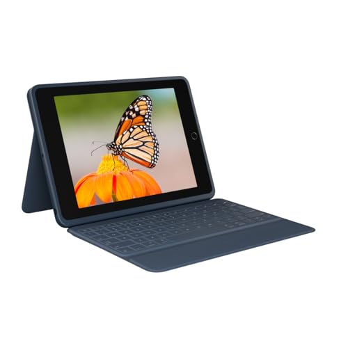 Logitech Rugged Combo 3 iPad-Tastaturhülle mit Smart Connector für iPad (7., 8. und 9. Generation), QWERTY UK Englisches Layout – klassisches Blau von Logitech
