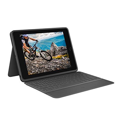 Logitech Rugged Folio für iPad (7., 8. und 9. Generation) – Schutzcase mit Smart Connector und strapazierfähiger, spritzwassergeschützter Tastatur, Deutsches QWERTZ-Layout - Schwarz von Logitech