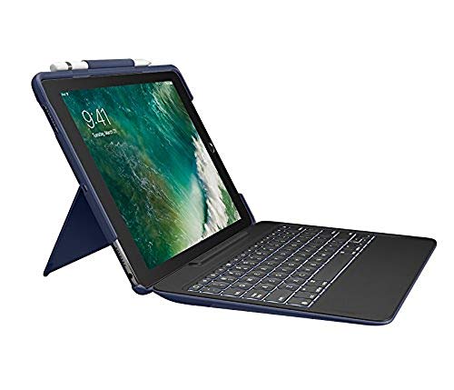 Logitech SLIM COMBO für iPad Air (3. Generation) und iPad Pro 10,5 Zoll Tastatur-Case, Hintergrundbeleuchtung und Smart Connector (Modell: A2123, A2154, A2152, A1701, A1709, A1852) DE Layout - Blau von Logitech