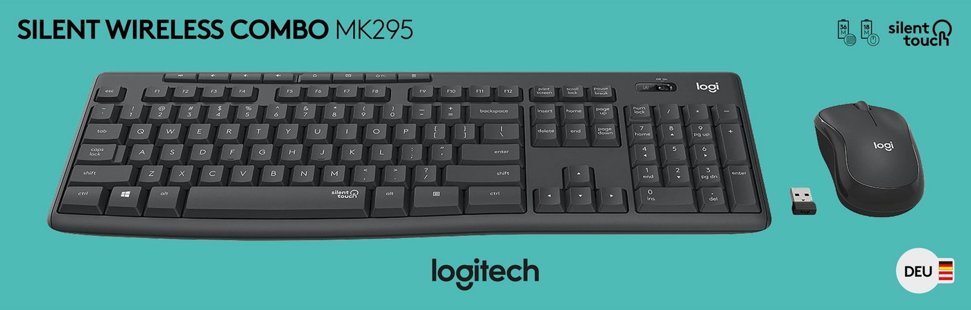 Logitech Set Maus und Tastatur MK295 Wireless kabellos grafit 920-009794 Tastatur- und Maus-Set Logitech Set Maus und Tastatur MK295 Wireless kabellos grafit 920-009794 Tastatur- und Maus-Set von Logitech