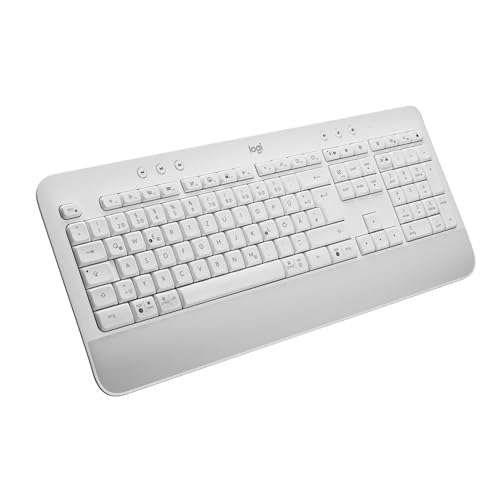 Logitech Signature K650 Comfort kabellose Tastatur mit Handballenauflage, BLE Bluetooth/Logi Bolt USB-Empfänger, Soft-Touch-Tastatur, Numpad, PC/Windows/Mac, Deutsches QWERTZ - Weiß von Logitech