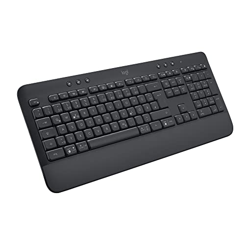 Logitech Signature K650 Comfort kabellose Tastatur mit Handballenauflage, BLE Bluetooth/Logi Bolt USB-Empfänger, Soft-Touch-Tastatur, Numpad, PC/Windows/Mac, Italienisches QWERTY - Grau von Logitech