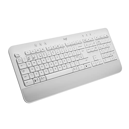Logitech Signature K650 Comfort kabellose Tastatur mit Handballenauflage, BLE Bluetooth/Logi Bolt USB-Empfänger, Soft-Touch-Tastatur, Numpad, PC/Windows/Mac, Skandinavisches QWERTY - Weiß von Logitech