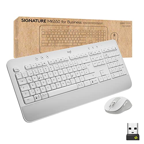 Logitech Signature MK650 Combo for Business, kabellose Maus und Tastatur, Logi Bolt, Bluetooth, SmartWheel, weltweit Zertifiziert, Windows/Mac/Chrome/Linux - Weiß von Logitech