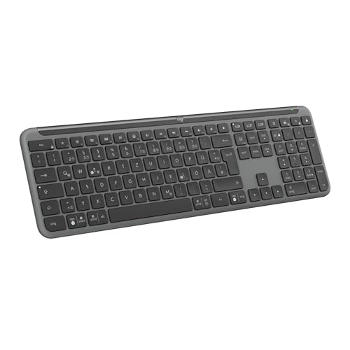 Logitech Signature Slim K950 kabellose Tastatur, schlankes Design, Wechseln zwischen Geräten beim Tippen, leises Tippen, Bluetooth, Multi-OS, Windows, Mac, Chrome, DEU QWERTZ-Layout, Graphit von Logitech