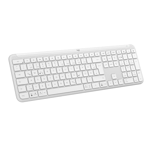 Logitech Signature Slim K950 kabellose Tastatur, schlankes Design, Wechseln zwischen Geräten beim Tippen, leises Tippen, Bluetooth, Multi-OS, Windows, Mac, Chrome, DEU QWERTZ-Layout, Weiß von Logitech
