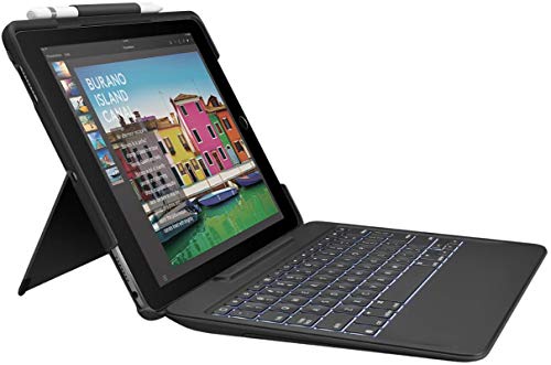 Logitech Slim Combo Tastatur für Mobilgeräte Blau QWERTY Italienisch Smart Connector - Tastaturen für Mobilgeräte (Blau, Stoff, Kunststoff, Polyurethan, Standard, Apple, iPad Pro, QWERTY) von Logitech