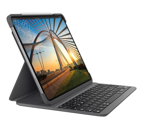 Logitech Slim Folio Pro Tastatur für für iPad Pro 12,9 Zoll (3. und 4. Generation) (Modell: A1876, A1895, A1983, A2014) Skandinavisch QWERTY-Layout - Graphit 【Bulkversion - ohne Verpackung】 von Logitech