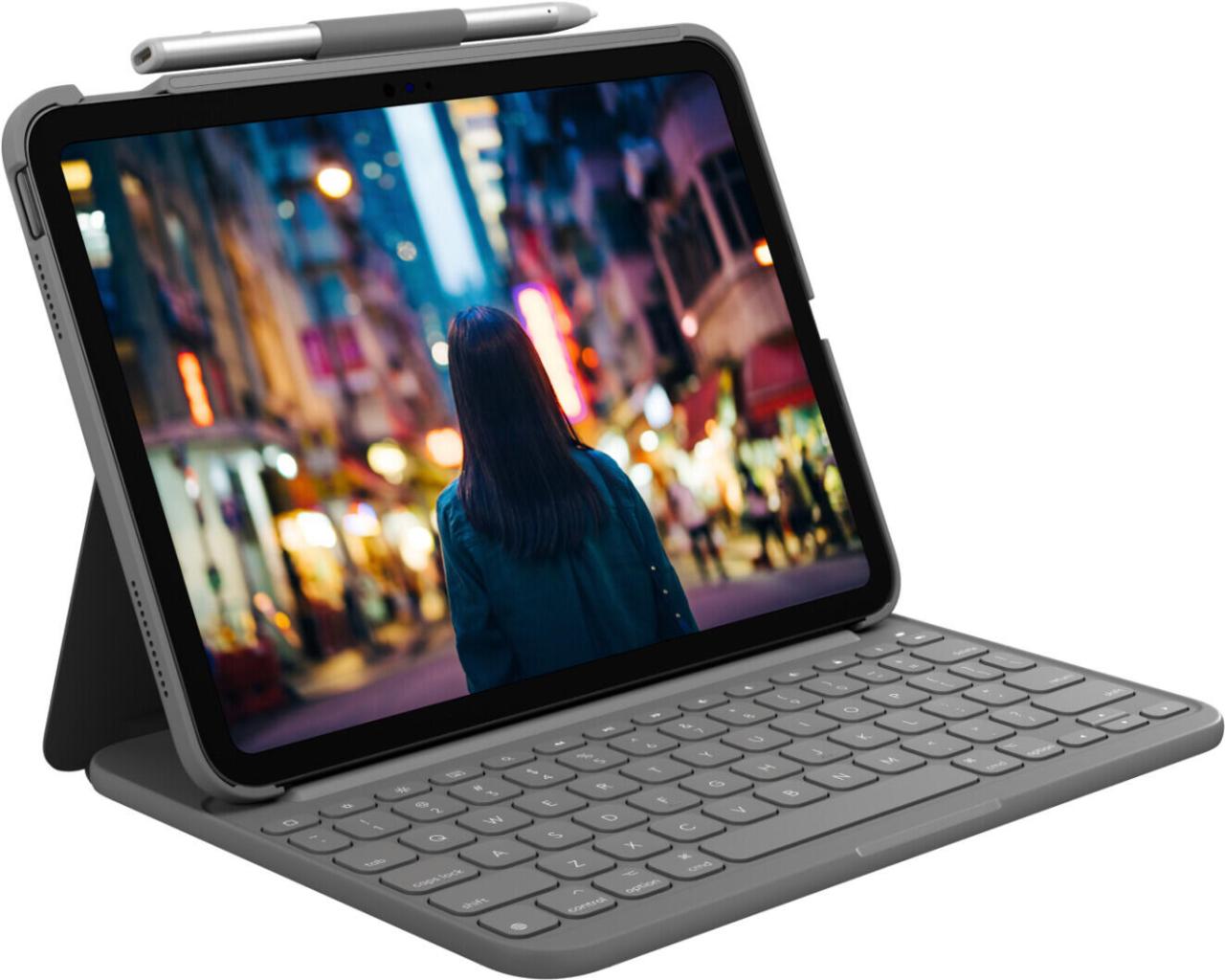Logitech Slim Folio Tastatur und Foliohülle grafit für iPad 10. & 11 Generation Logitech Slim Folio Tastatur und Foliohülle grafit für iPad 10. & 11 Generation von Logitech