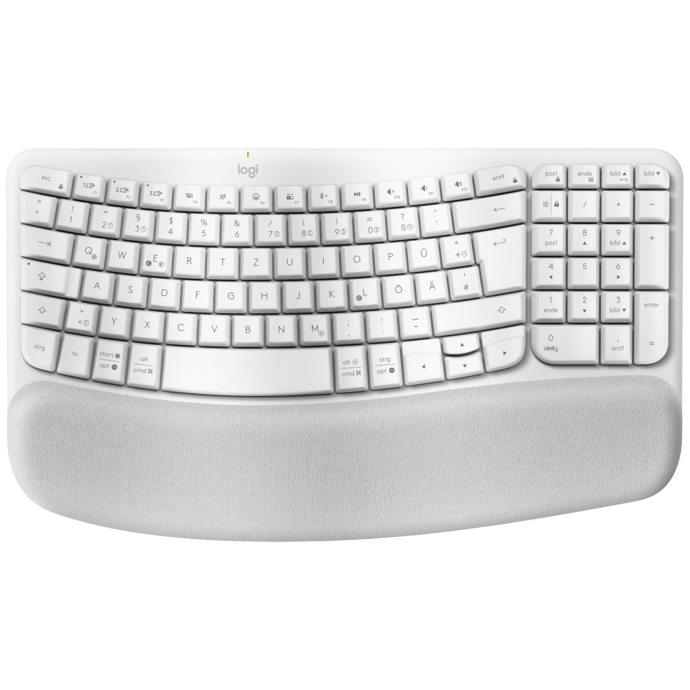 Logitech WAVE KEYS, weiß - Kabellose ergonomische Tastatur mit gepolsterter Handballenauflage Logitech WAVE KEYS, weiß - Kabellose ergonomische Tastatur mit gepolsterter Handballenauflage von Logitech