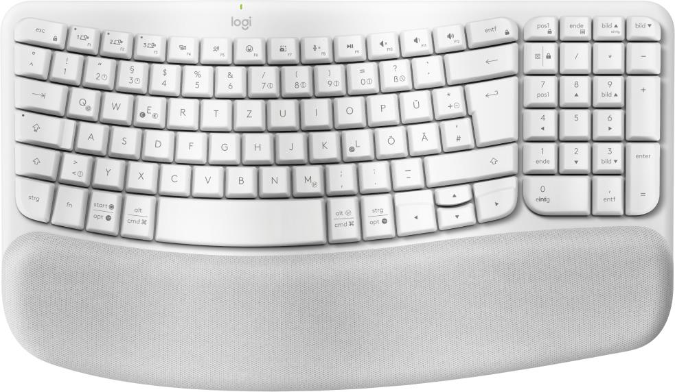 Logitech Wave Keys Tastatur RF Wireless + Bluetooth QWERTZ Deutsch Weiß (920-012284) von Logitech