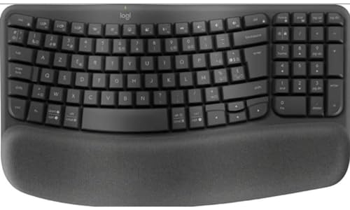 Logitech Wave Keys kabellose ergonomische Tastatur - Grafit, Belgisches AZERTY-Layout von Logitech