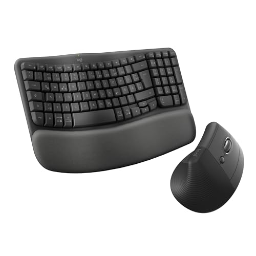 Logitech Wave Keys und Lift vertikale Maus – Ergonomisches Bundle – kabellose Tastatur mit gepolsterter Handballenauflage und vertikale kabellose Maus – Bluetooth, Multi-OS, Windows/Mac - Graphit Logitech Wave Keys und Lift vertikale Maus – Ergonomisches Bundle – kabellose Tastatur mit gepolsterter Handballenauflage und vertikale kabellose Maus – Bluetooth, Multi-OS, Windows/Mac - Graphit von Logitech