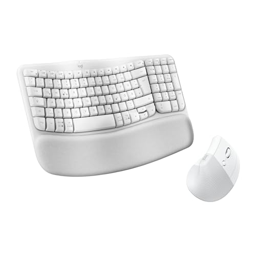 Logitech Wave Keys und Lift vertikale Maus – Ergonomisches Bundle – kabellose Tastatur mit gepolsterter Handballenauflage und vertikale kabellose Maus – Bluetooth, Multi-OS, Windows/Mac von Logitech