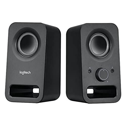 Logitech Z150 PC-Lautsprecher, Stereo Sound, 2 Lautsprecher, 6 Watt Spitzenleistung, 3,5 mm Eingang, Regler am rechten Lautsprecher, Kopfhörerbuchse, EU Stecker, PC/TV/Handy/Tablet - Schwarz von Logitech