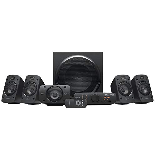 Logitech Z906 5.1 Sound System, Lautsprecher mit 1000 Watt Surround Sound, THX, Mehrere Audio-Eingänge, Fernbedienung, UK Stecker, PC/PS4/Xbox/Stereo-Anlage/TV/Smartphone/Tablet - Schwarz von Logitech