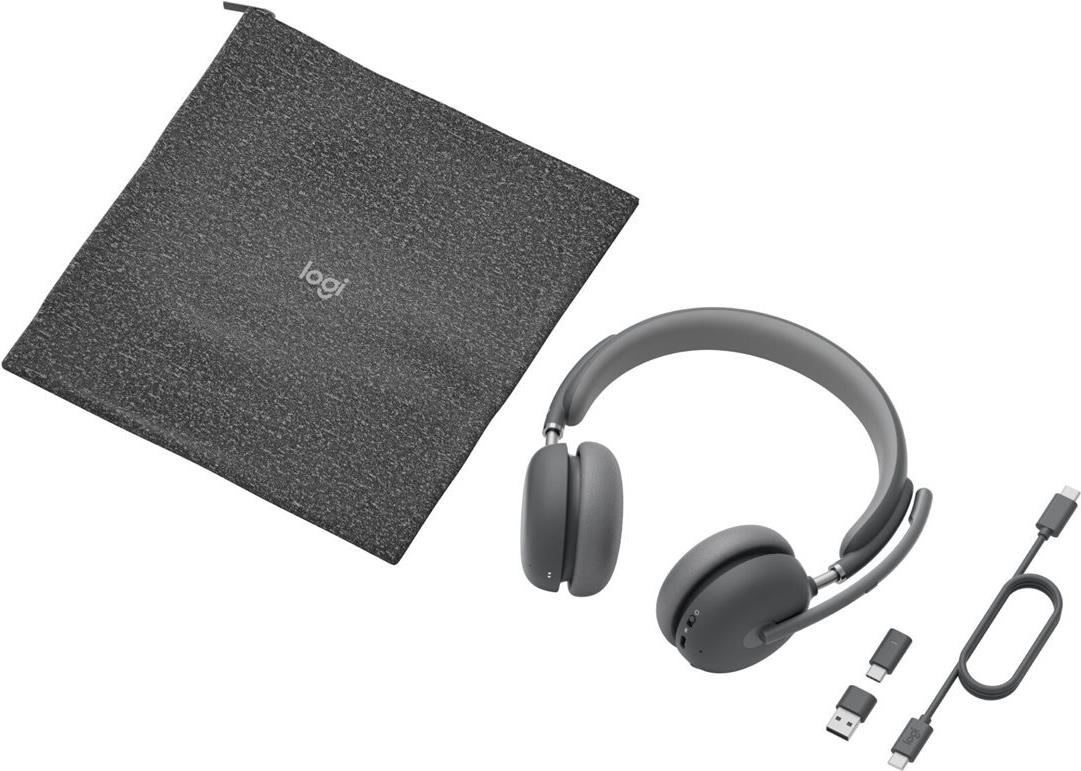 Logitech Zone Wireless 2 - Headset - On-Ear - Bluetooth - kabellos - aktive Rauschunterdrückung - Adapter USB-C via Bluetooth - Graphite - Zertifiziert für Microsoft Teams (981-001152) von Logitech