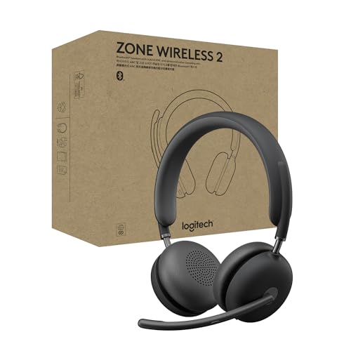 Logitech Zone Wireless 2 Premium-Headset mit Geräuschunterdrückung mit Hybrid-ANC, zertifiziert für Microsoft Teams über Natives Bluetooth und Fast Pair, entwickelt für Intel Evo Notebooks - Grafit von Logitech