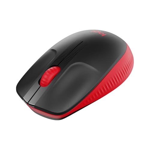 Logitech kabellose Maus M190, geschwungenes Design für beidhändige Nutzung, Batterielebensdauer von 18 Monaten plus Stromsparmodus, USB-Empfänger, präzise Kontrolle dank breitem Rad und Tasten - Rot von Logitech