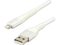USB cable USB cable (2.0), USB A M - Apple Lightning C89 M, 2m, MFi certificate, 5V/2.4A, white, Logo, box, nylon braid, aluminum cover von Logo