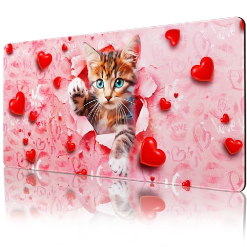 Lokigo Großes Mauspad, niedliche rosa Schreibtischunterlage für den Schreibtisch, Frauen und Mädchen, wasserdicht, Schreibtisch-Mauspad, Liebeskatze, Computer, PC, Laptop, Schutz, Schreibblöcke für Lokigo Großes Mauspad, niedliche rosa Schreibtischunterlage für den Schreibtisch, Frauen und Mädchen, wasserdicht, Schreibtisch-Mauspad, Liebeskatze, Computer, PC, Laptop, Schutz, Schreibblöcke für von Lokigo