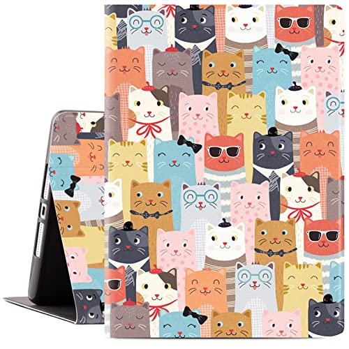 Lokigo Schutzhülle für iPad 9. / 8. / 7. Generation, iPad 10.2, mehrere Winkel, Standfunktion, Schutzhülle für iPad 9. Generation mit stoßfester Rückseite, automatische Wake/Sleep, Katze von Lokigo
