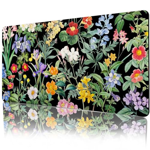 Lokigo Schwarze Schreibtischunterlage mit Blumenpflanzen, Wildblumen, großes Gaming-Mauspad, Schreibtischunterlage, XXL-Tastatur-Mauspad, volle Schreibtischmatte, Bürozubehör, 80 x 40 cm Lokigo Schwarze Schreibtischunterlage mit Blumenpflanzen, Wildblumen, großes Gaming-Mauspad, Schreibtischunterlage, XXL-Tastatur-Mauspad, volle Schreibtischmatte, Bürozubehör, 80 x 40 cm von Lokigo