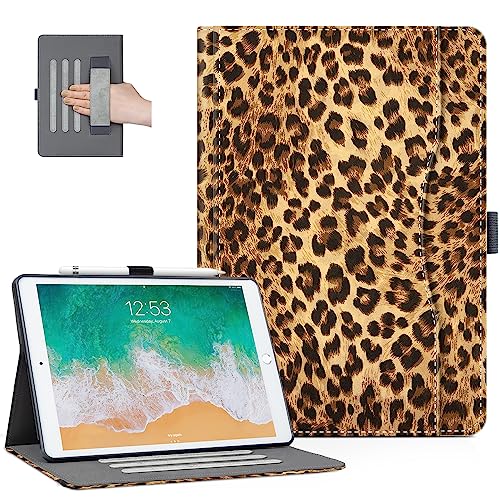 Schutzhülle für iPad 9. Generation, iPad 8. Generation, iPad 7. Generation, 25.7 cm (10.2 Zoll), Stifthalter, Handschlaufe, Tasche, Anti-Rutsch-Streifen, automatischer Wake/Sleep, Leopard von Lokigo