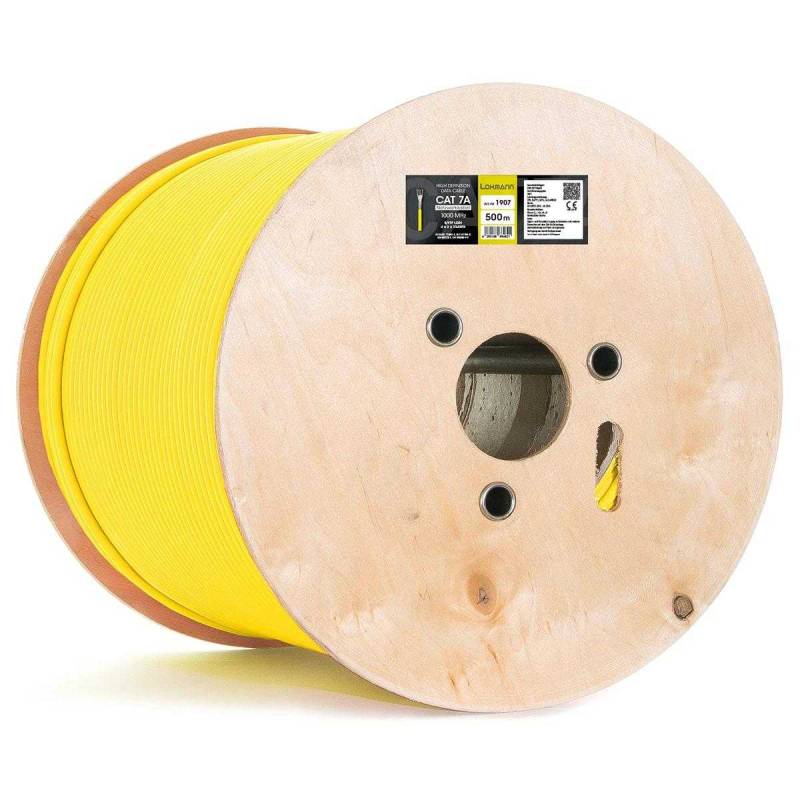 Lokmann Patch Netzwerkkabel CAT 7A Kupfer (1000 MHz S/FTP LSZH 23AWG Verlegekabel Gelb) 500m Simplex von Lokmann