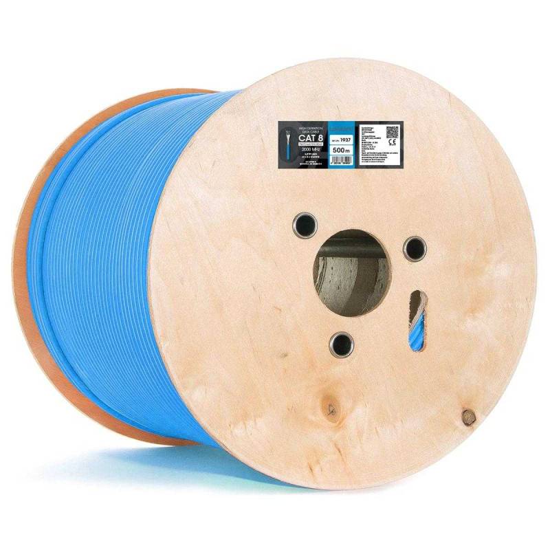 Lokmann Patch Netzwerkkabel CAT 8 Kupfer (2000 MHz S/FTP LSZH 22AWG Verlegekabel Blau) 500m Simplex von Lokmann