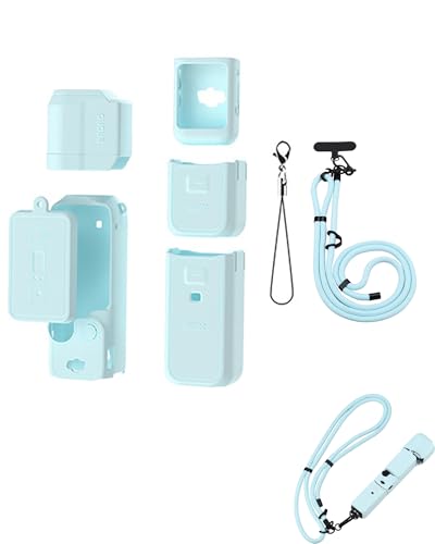 Pocket 3 Silikonhülle & Verstellbares Schlüsselband-Set, Schutzhülle Crossbody Strap für DJI OSMO Pocket 3 Zubehör (Blau) von Lokyoyo