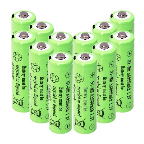1,2 V NiMH wiederaufladbare AA 900 mAh Batterien, 12 Stück Doppel-A-Akku für Solarleuchten, Lichterketten, Wegbeleuchtung, Maus, Tastatur von Lombaour